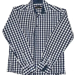 Lucky Luciano mens blue and white long sleeve button down 100 % cotton small